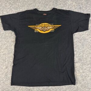 Vintage Twin Cities Harley Davidson Motorcycle Men’s Black Faded T-Shirt Large